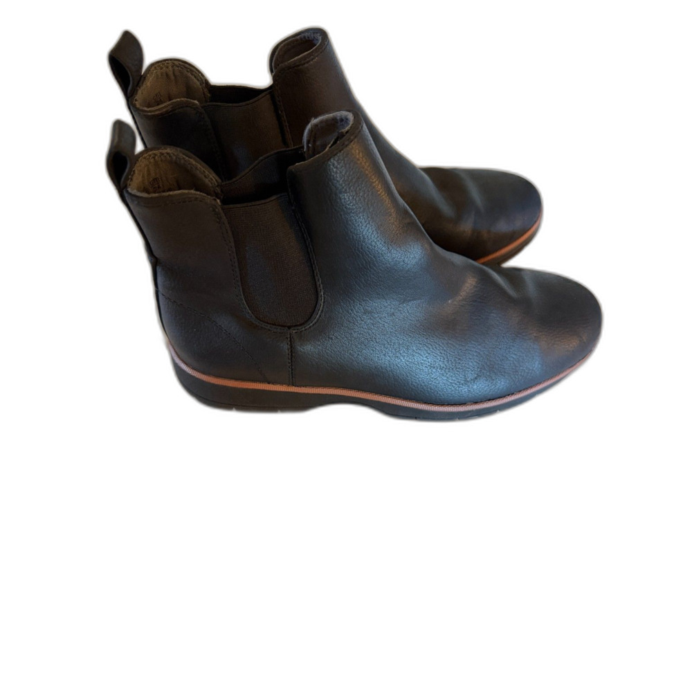 Dr Scholls Boots Black Leather Slip On Sz Wide Width 7.5W